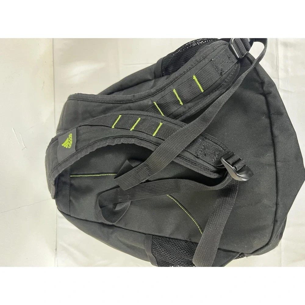 Adidas Backpack Black Neon Lime Green Mesh Pockets Padded Straps Sports School